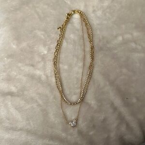 BaubleBar Gold Layered Necklace with Crystal Charm